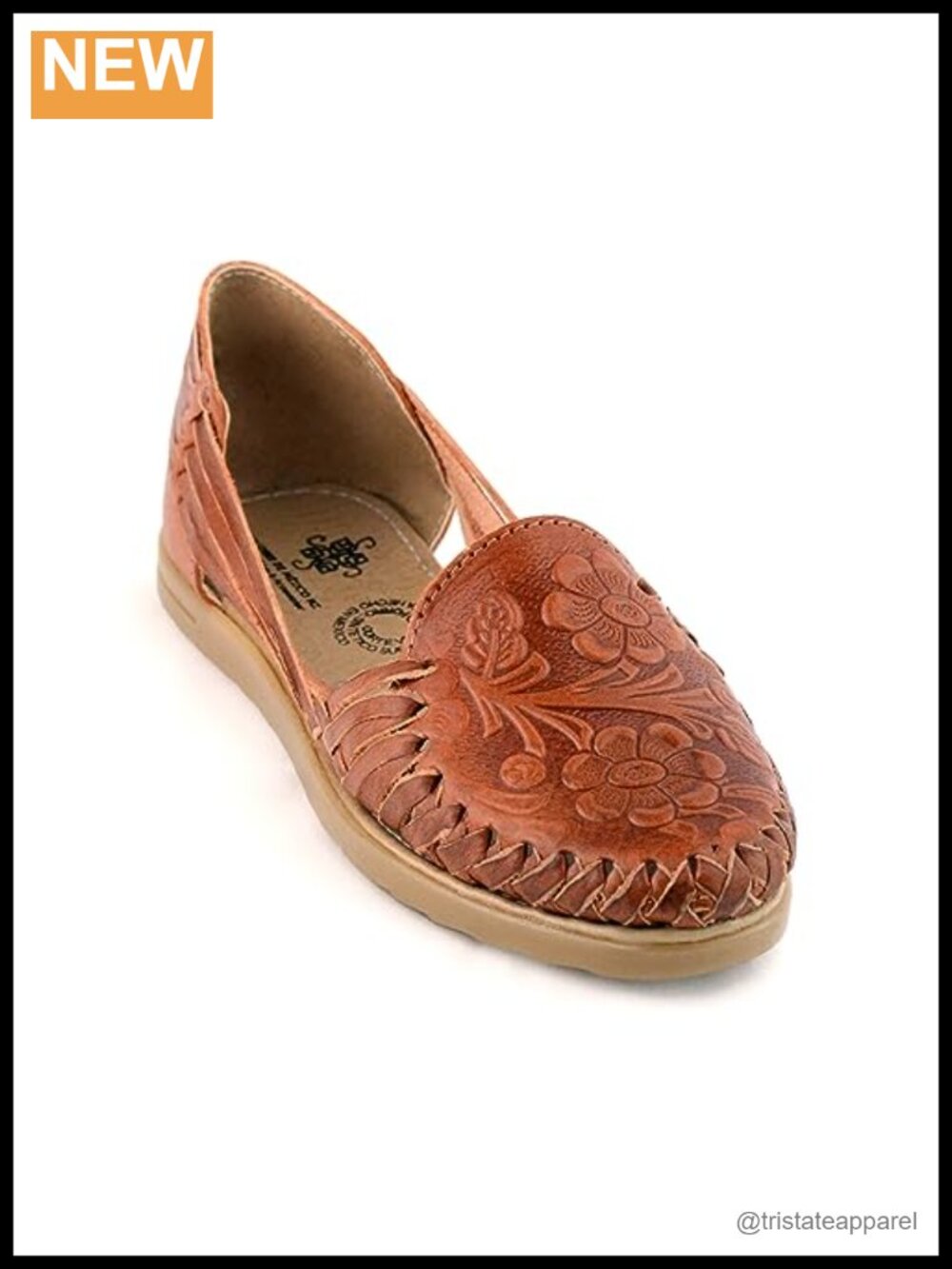Handmade Mexican Leather Huarache Sandals for Women Floral Woven Slip On